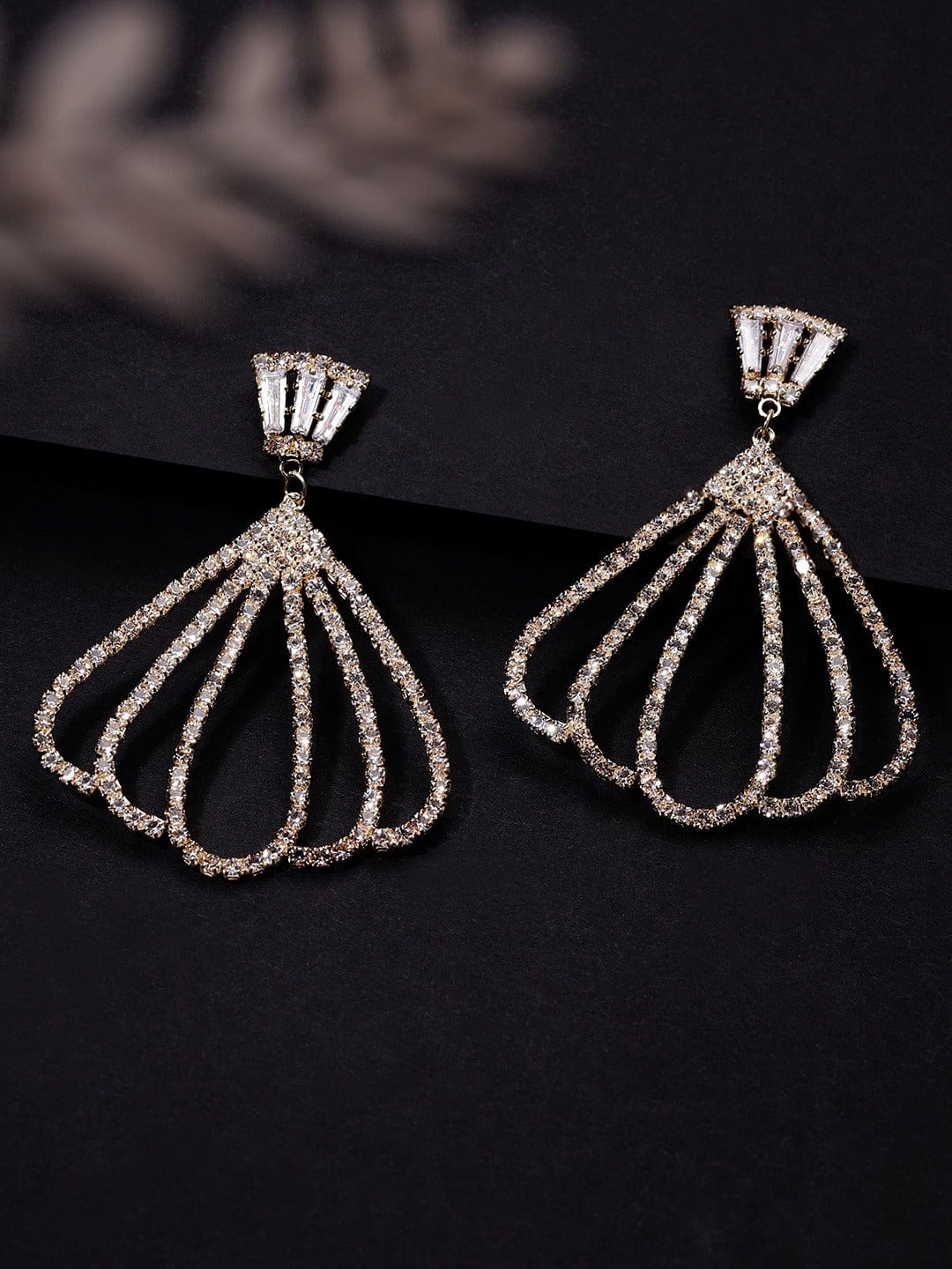 Rubans Gold-Toned Handcrafted Cz Classic Drop Earrings