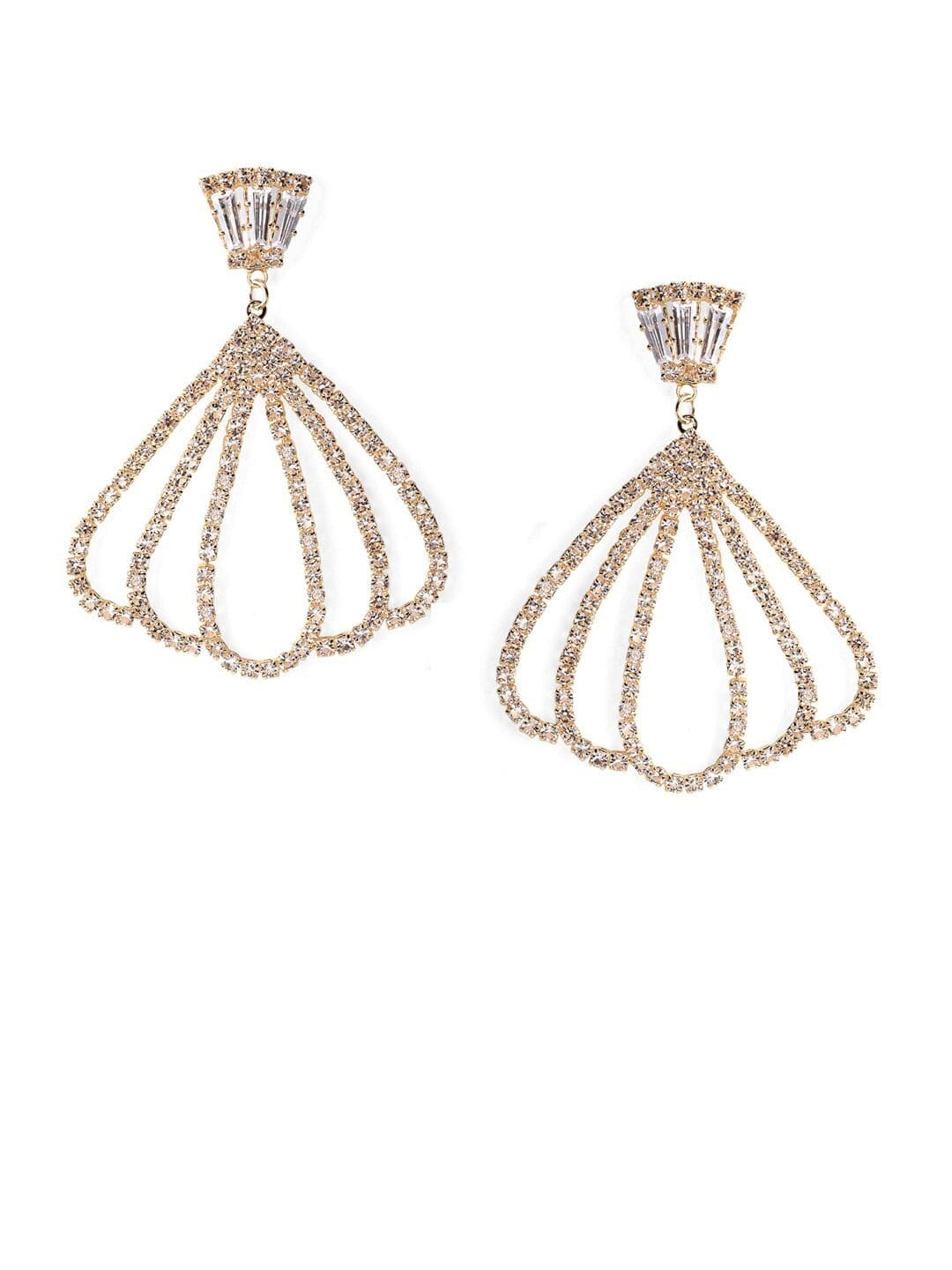 Rubans Gold-Toned Handcrafted Cz Classic Drop Earrings