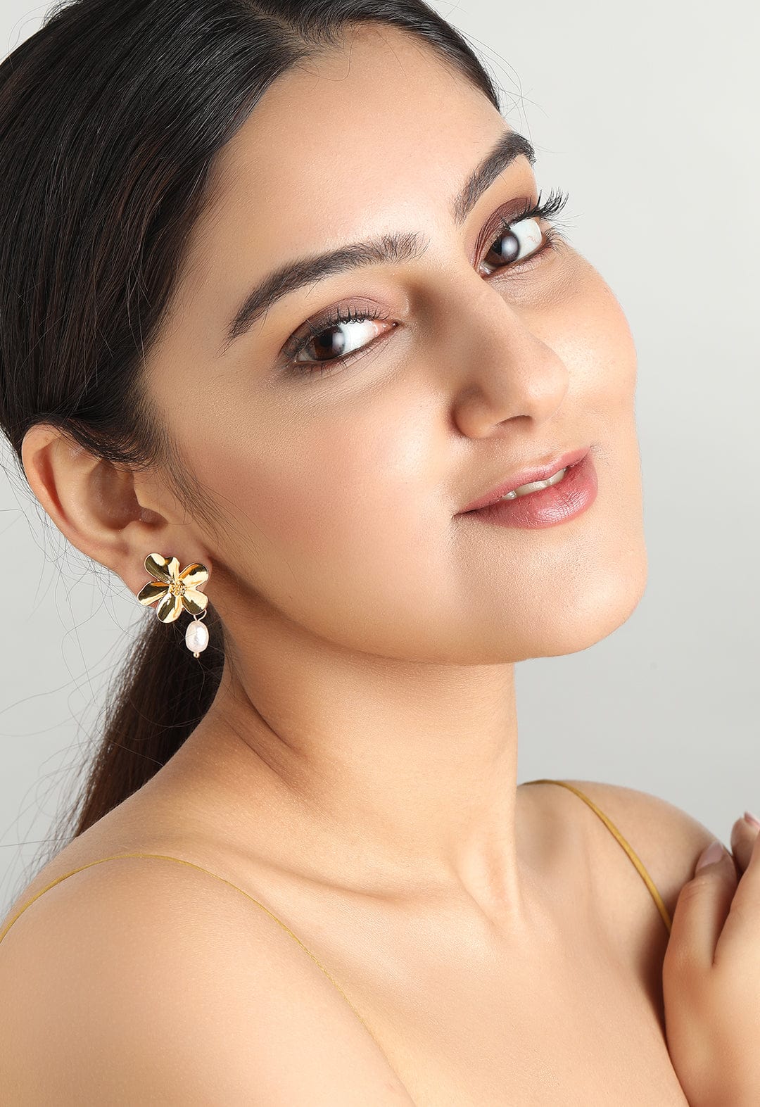 Rubans Gold-Toned  White Set Of 2 Drop Earrings