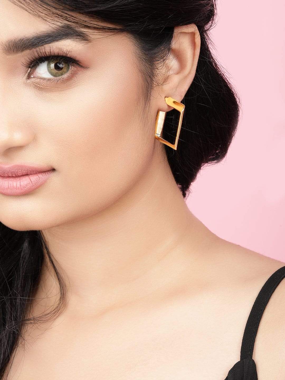 Rubans Gold Toned Handcrafted Hoop Earrings