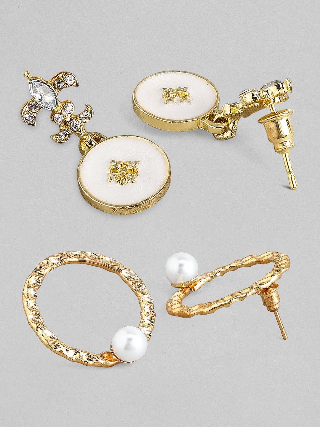 Rubans Gold Toned Handcrafted Set of 2 Earrings