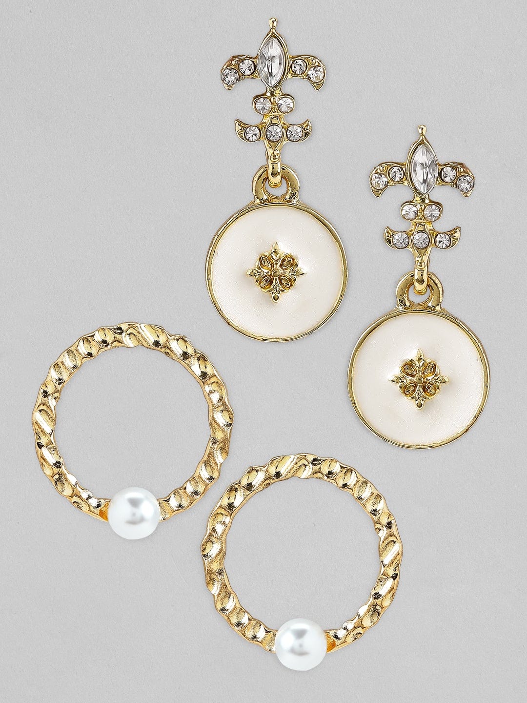 Rubans Gold Toned Handcrafted Set of 2 Earrings